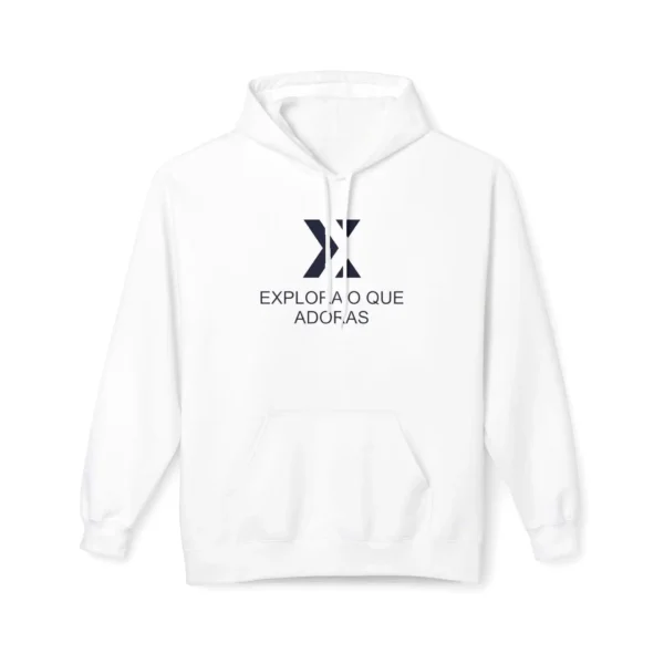 Sweatshirt with Hood and Pockets Unissex White and logo Navy Color