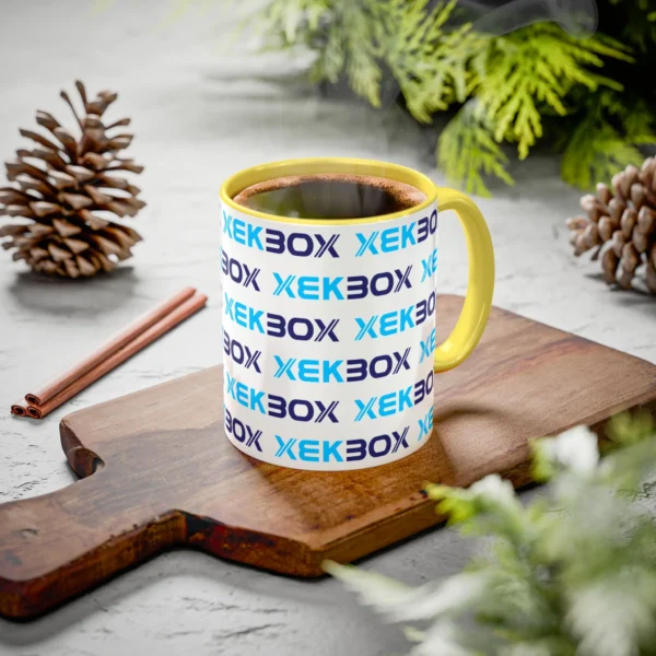 Caneca Ceramica Colorida White and Yellow With Color Log