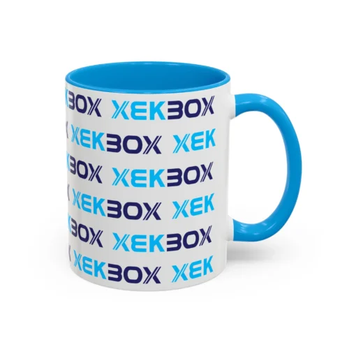 Caneca Ceramica Colorida White and Blue With Color Log