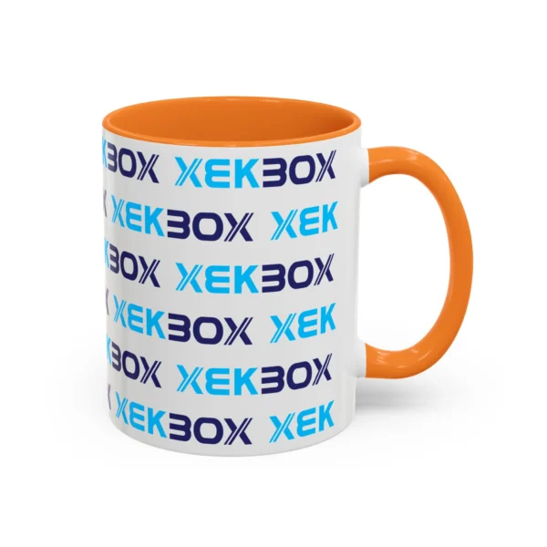 Caneca Ceramica Colorida White and Oranje With Color Log