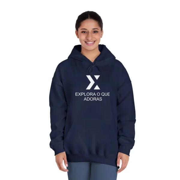 Sweatshirt with Hood and Pockets Navy Unissex and logo White Color