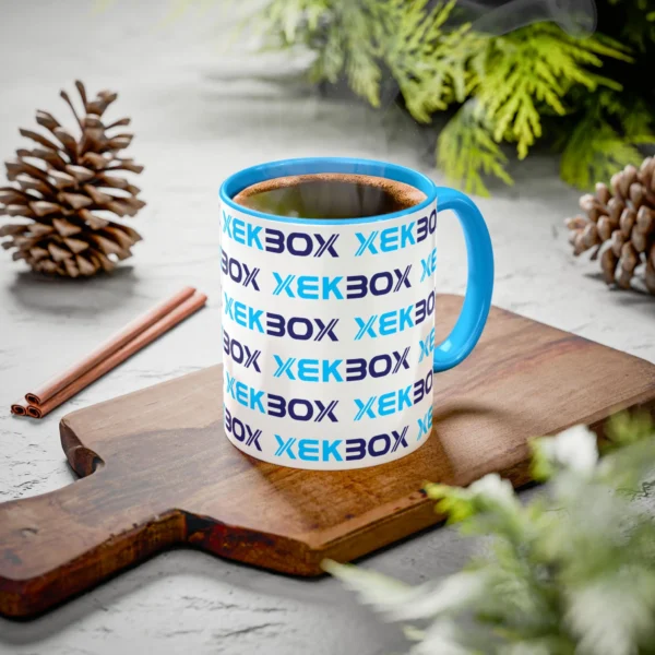 Caneca Ceramica Colorida White and Blue With Color Log