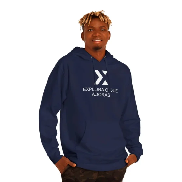Sweatshirt with Hood and Pockets Navy Unissex and logo White Color