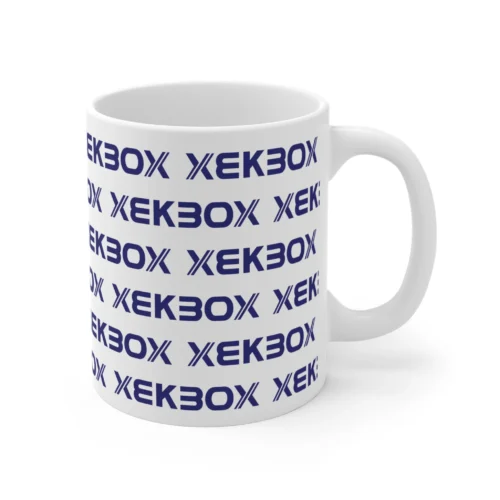 Caneca Ceramica White With Log Navy Blue