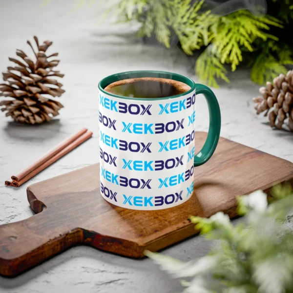 Caneca Ceramica Colorida White and Green With Color Log
