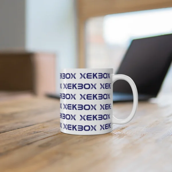 Caneca Ceramica White With Log Navy Blue