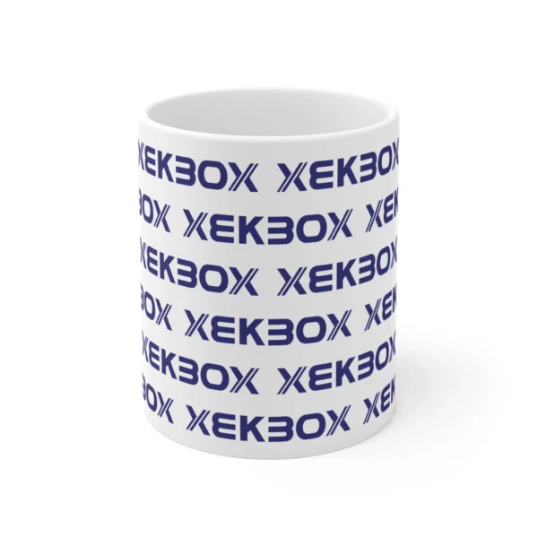 Caneca Ceramica White With Log Navy Blue
