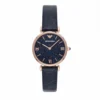 Relógio Feminino de Quartzo Analógico Mostrador Azul e Pulseira de Couro AR11424