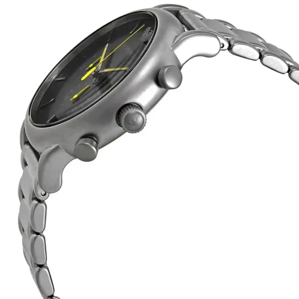 Relógio Emporio Armani com Mostrador Preto e Pulseira de Aço Prateado Homem AR11324
