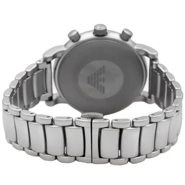 Relógio Emporio Armani com Mostrador Preto e Pulseira de Aço Prateado Homem AR11324