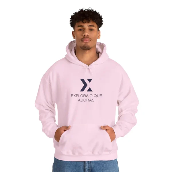 Sweatshirt with Hood and Pockets Pink Unissex and logo White Color