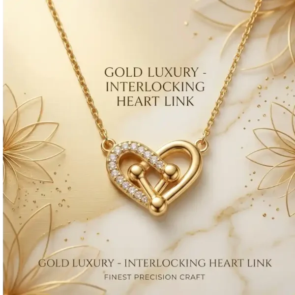 Collier avec Pendentif Doré en Acier inoxydable de haute qualité – Coeur & Strass