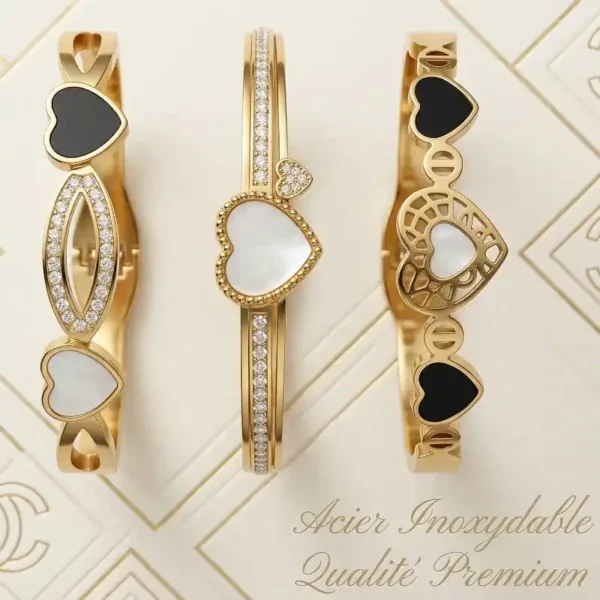 ❤️Conjunto de 3 pulseiras de aço inoxidável em formato de coração (3,30 € cada) – Coleção Premium, Acabamento de Alta Qualidade❤