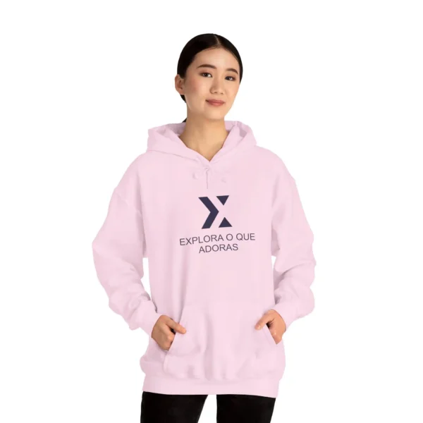 Sweatshirt with Hood and Pockets Pink Unissex and logo White Color