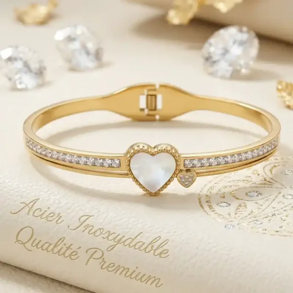 Conjunto de 3 pulseiras de aço inoxidável em formato de coração Coleção Premium Acabamento de Alta Qualidade