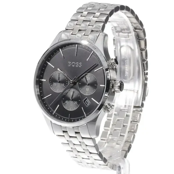 Relógio masculino Hugo Boss Avery 1514157 em aço prateado com mostrador preto