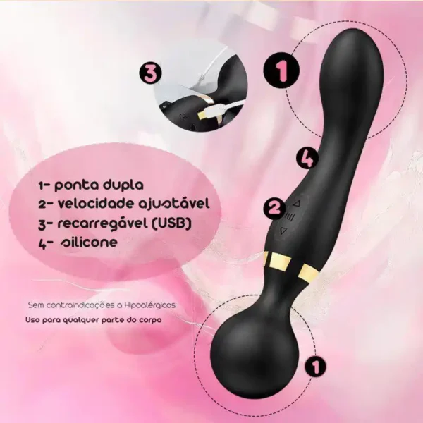 Massajador Corporal de Cabeça Dupla - Recarregável USB