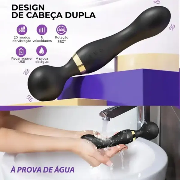 Massajador Corporal de Cabeça Dupla - Recarregável USB