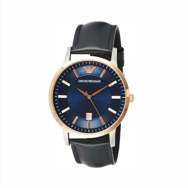 Relógio Emporio Armani Analógico com Mostrador Azul e Pulseira de Couro AR11188
