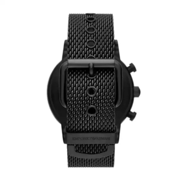 Emporio Armani Luigi Chronograph Relógio com pulseira de malha preta com mostrador verde para homens AR11470