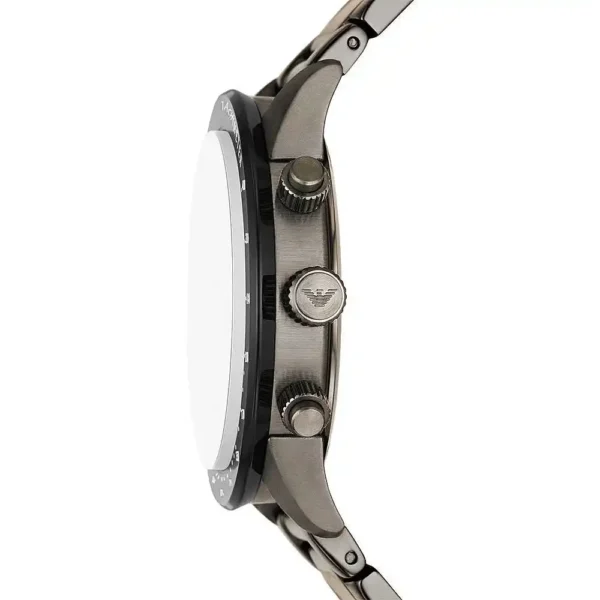 Relógio Emporio Armani Mario Chronograph com mostrador branco e pulseira de aço preta para homens AR11471
