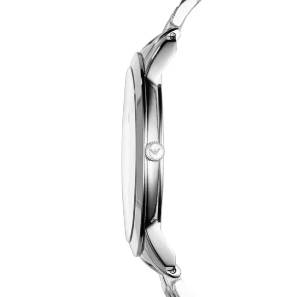 Emporio Armani Relógio Clássico de quartzo com mostrador prateado e pulseira de aço prateado para homens AR1745