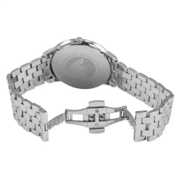 Emporio Armani Relógio Clássico de quartzo com mostrador prateado e pulseira de aço prateado para homens AR1745