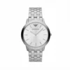 Emporio Armani Relógio Clássico de quartzo com mostrador prateado e pulseira de aço prateado para homens AR1745