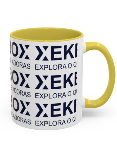 Caneca Ceramica Colorida Yellow White and Blue Navy