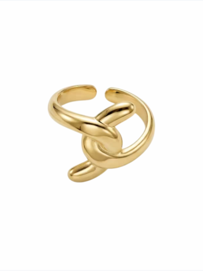 Anel em aço inoxidável banhado a ouro – Ajustável e adaptável