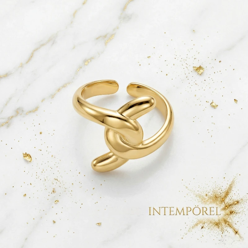 Anel em aço inoxidável banhado a ouro – Ajustável e adaptável