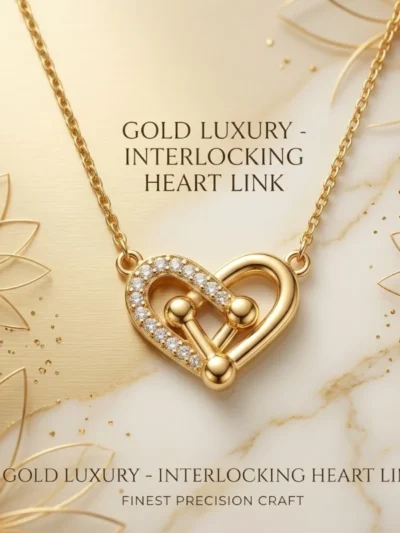 Collier avec Pendentif Doré en Acier inoxydable de haute qualité – Coeur & Strass